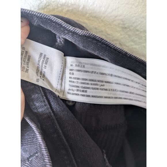 Abercrombie Faux Leather Denim Black Curve Love 90s Straight Jeans Women 25 - Picture 9 of 14